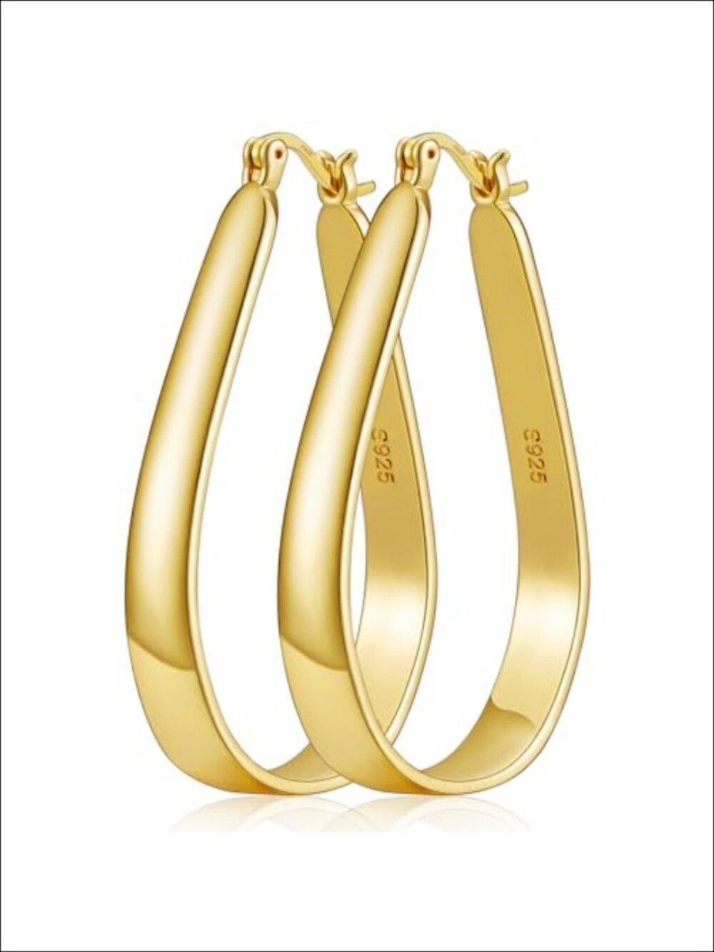 14K Gold Plated Oval Hoop Earrings for Women Lightweight Hypoallergenic